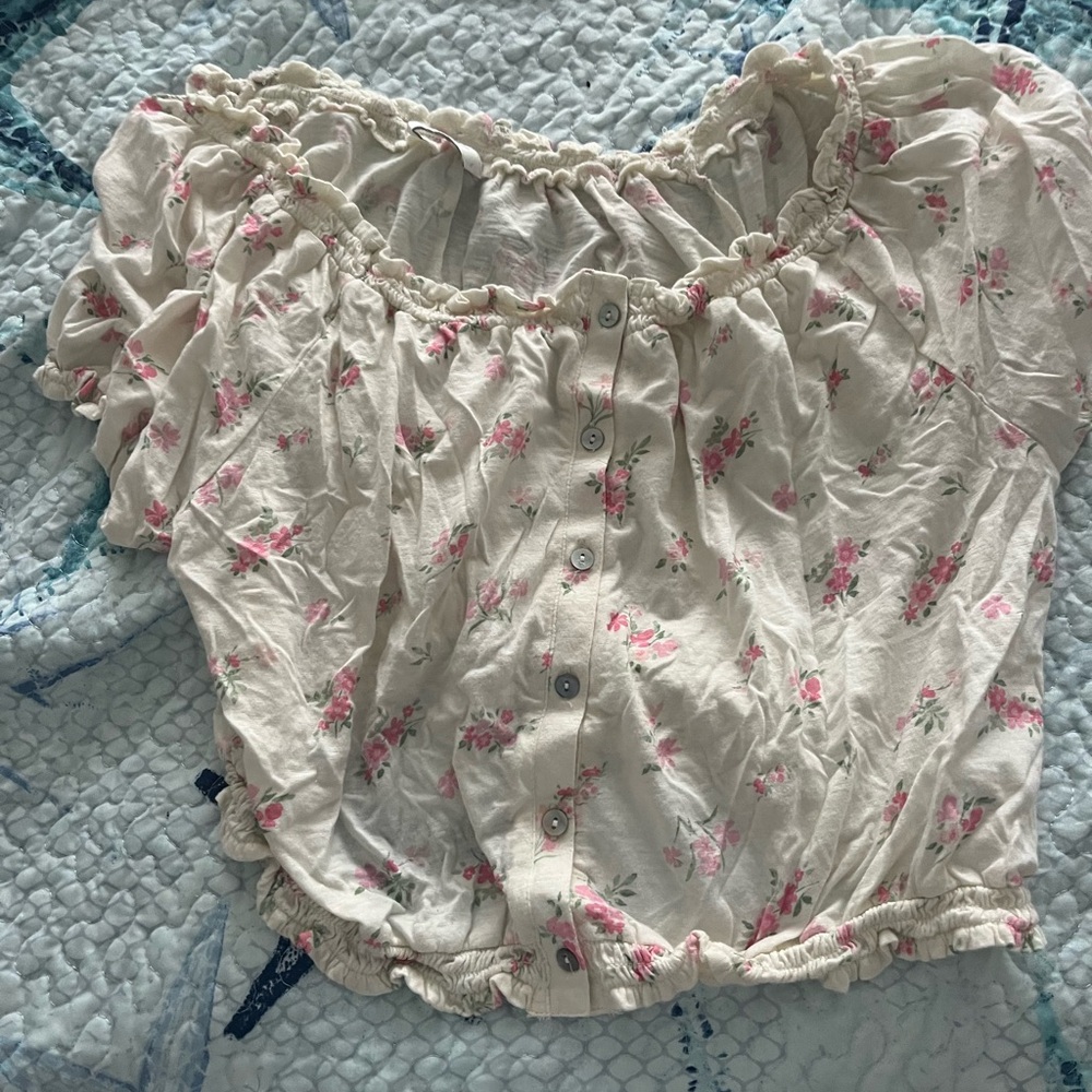 Lucky Brand Floral Cream Women's Top